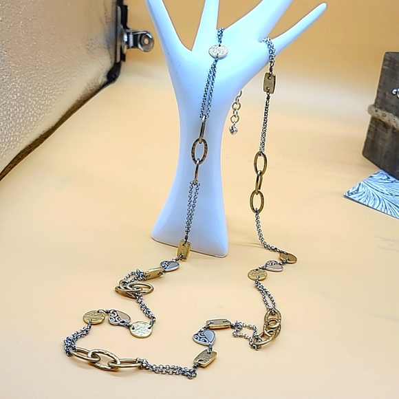 Brighton "DECO STYLE" Textured Gold & Deco Lace Hearts XL Layering Neck! - Picture 4 of 13